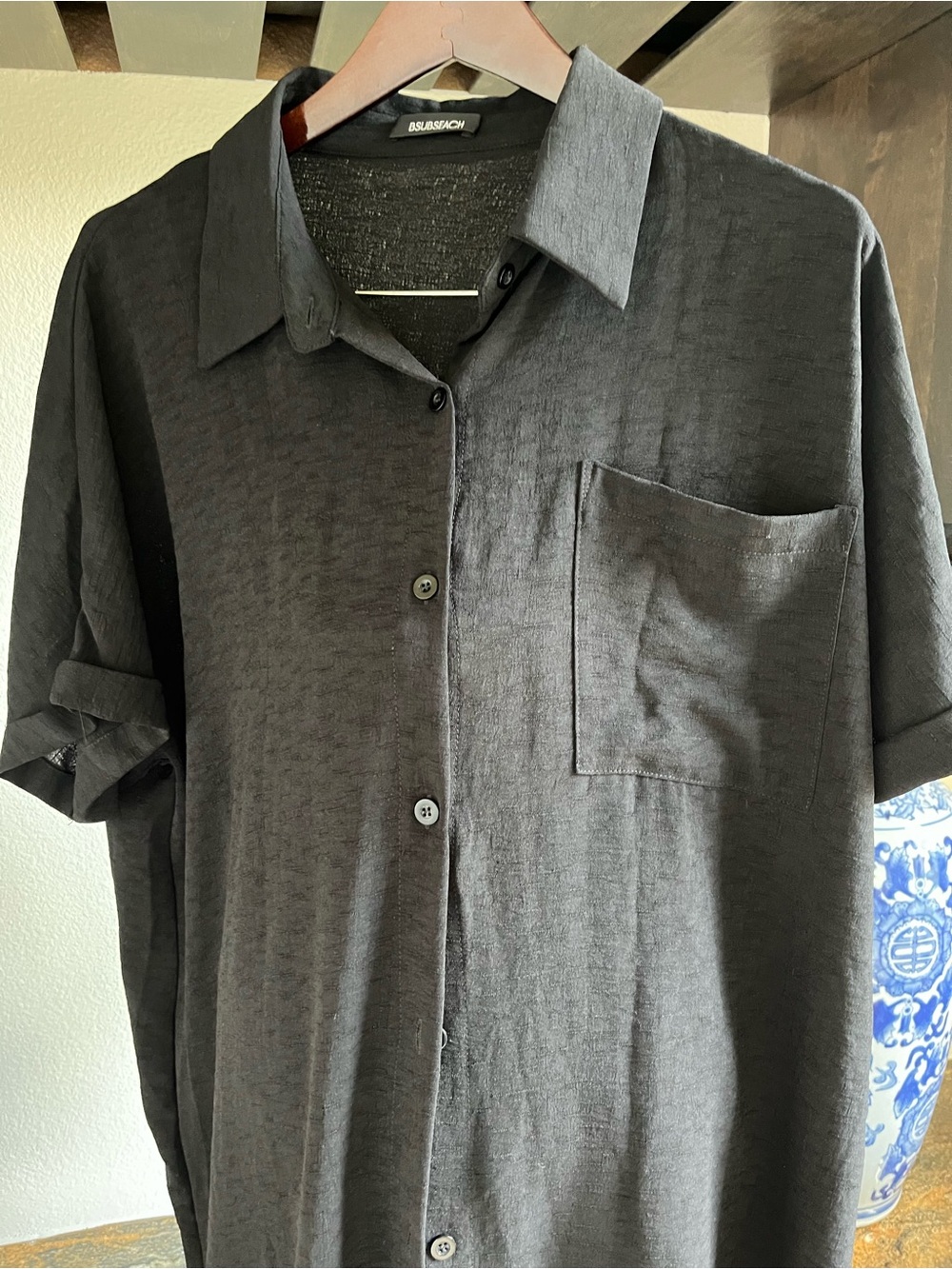 Black Women’s Swim Coverup Button Front Shirt by BASUBASH